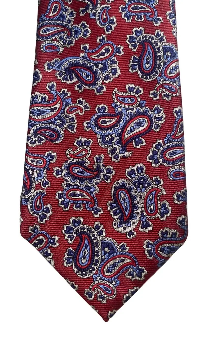 Daniel Cremieux Nwt Red Paisley Silk Seven 7 Fold Handmade in Italy Neck Tie